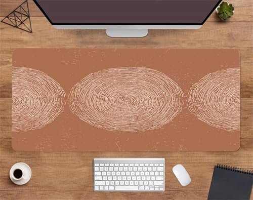 Brauner Kreis Mauspad Gaming,1200x600x3mm XXL Mousepad,rutschfeste Gummi Mäusepads,Großer Erweiterter Schreibtisch Mouse Pad für Tastatur,PC,Laptop