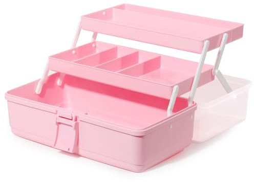 Theo&Cleo Medikamenten Aufbewahrung, Medizinbox, Hausapotheke Box, Apothekenbox, Medizinkoffer Groß (Rosa-31,5 cm)