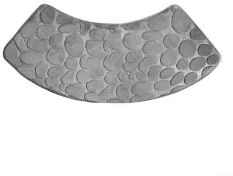 LVYXON Tapis de salle de bain d'angle en forme de demi-lune antidérapant lavable absorbant l'eau, fond antidérapant, 30 x 60 x 100 cm (gris clair)