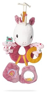 Lilliputiens - Multi-Aktivitätsringe Lena das Einhorn - Babyspielzeug mit Geräuschen, Texturen und Farben - Leicht zu greifen, REGT die Sinne an - Ideal für Babyschale, Laufstall oder Auto - Ab 3 Mt.