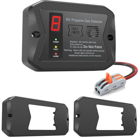 R501 Propan-Gasdetektor, digitaler Propan/LP-Gasalarm, 12 V Gleichstrom, für Wohnmobil, Reiseanhänger, Reisewagen, LKW, Camper, R501 Schwarz