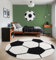 the carpet Beat Kids Weicher Kuscheliger Kinderteppich, Pflegeleicht, Farbecht, Fussball Motiv, Schwarz-Creme, 120 cm Rund