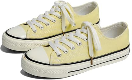 SIUSUMFO Adulto Zapatos De Lona Sneakers Clásico Zapatillas de Caña Baja Mujer de Deportivos Running Zapatos Atléticos Casuales 35.5 EU Amarillo Claro