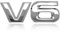 Emblema in metallo cromato con logo 3D per auto, Decorazione Autoadesiva per Paraurti cofano e Sportelli, Compatibile Stemma adesivo scritta portellone sportivo accessori, Adesivo V6 per Auto