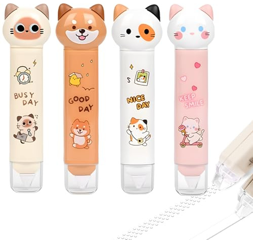 PANDENNER 2 in 1 Correction Tape and Double Sided Tape Roller, Cute Quick Dry Japan White correction tape,with Permanent Double Sided Adhesive Tape Roller,for School Office Supplies