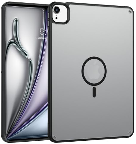 GaoBao Magnetic Case for iPad Air 11 inch M3 2025/M2 2024/iPad Air 5th/4th Generation (2022/2020)10.9-Inch,Translucent Matte Back Women Men Boys Slim TPU Bumper Thin Shockproof Tablet Case Cover,Black