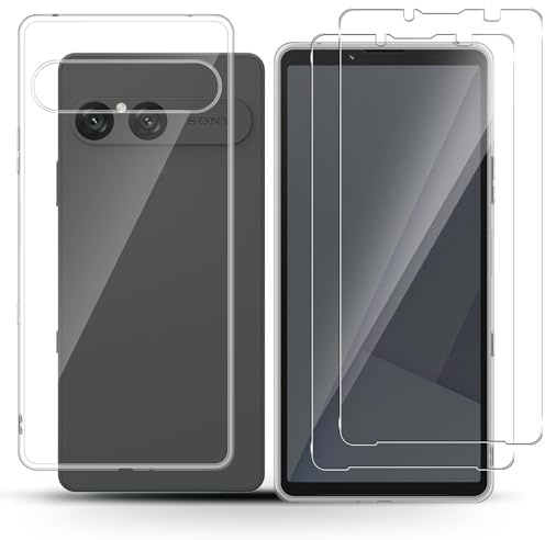 Holilo Hülle +2 Stück Panzerglas Schutzfolie für Sony Xperia 10 VII, TPU Handyhülle Anti-Kratzer Dünn Schutzhülle 9H Härte Glas Displayschutzfolie Rundumschutz