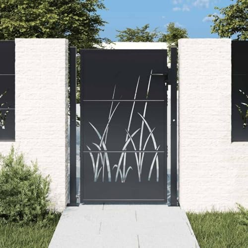 Refined Puerta de jardín antracita 105x155 cm acero diseño hierba
