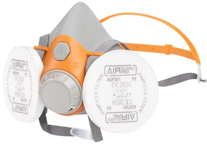 AirGuard Pro® Atemschutzmaske Halbmaske-Set wiederwervendbar mit Partikelfilter – Gasmaske, Staubfilter, Staubnaske – EN 140 & EN 143 – Schutz vor Feinstaub, Aerosolen, Gase, Dämpfe & Partikeln