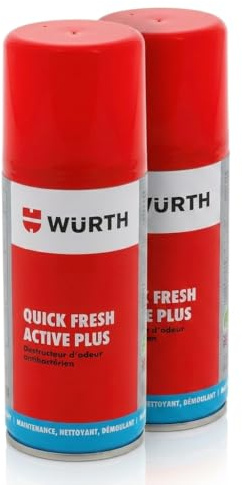 Wurth Quick Fresh Active Plus - Lot de 2 x 100ml - Nettoyant Antibactérien Climatisation & Habitacle – Élimine Odeurs & Bactéries – Formule aux Ions d'Argent – Pour Tout Type de Véhicule