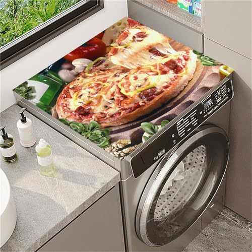 Odot Cubierta Superior para Lavadora y Secadora, Cubierta para Lavadora Barro de Diatomeas, Funda para Lavadora Antipolvo,para Lavadoras Cocinas Autocaravanas Baños (Pizza de queso,30x40cm)