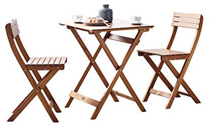 SAM Garten-Sitzgruppe 3tlg. Akazienholz geölt, FSC® 100% Zertifiziert, 1x Tisch + 2X Stuhl, klappbar