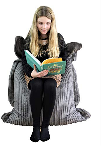 Large Big Kids Jumbo Cord Bean Bag Garden indoor Beanbag Childrens Gaming Chair (Steel)