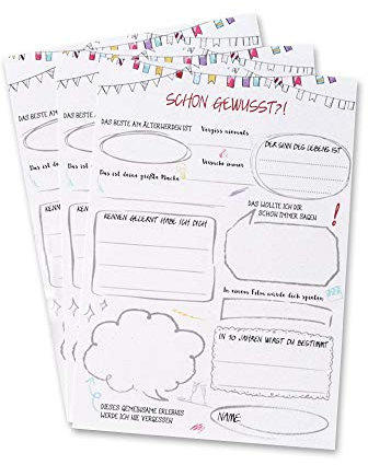FEENSTAUB Gästebuch Karten Geburtstag, Karten Gästebuch, Gästebuchkarten zum Ausfüllen, Gästekarten für die Geburtstagsfeier, Karten für Gäste mit lustigen Fragen zum Ausfüllen, Geschenkidee