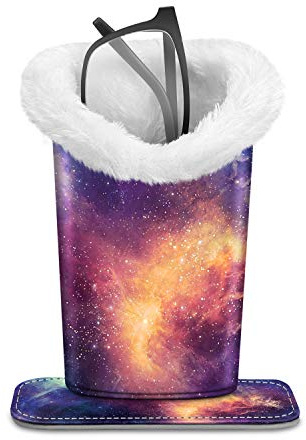 FINTIE Étui à lunettes doublé de peluche, support pour lunettes, rangement anti-rayures pour bureau, table de chevet ou bureau, galaxie