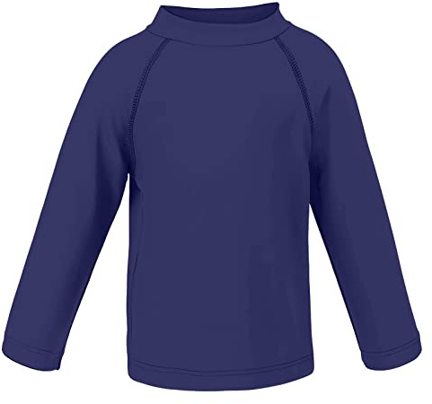 LACOFIA Kinder Badeshirt Jungen Langarm Schwimmshirt Sonnenschutz Kinder Rashguard Schnelltrocknendes Badebekleidung Marineblau 9-10 Jahre/134-140
