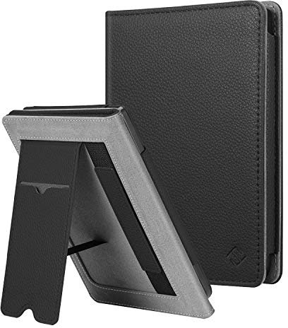 Fintie Hülle kompatibel für Tolino Shine 3 2018 / Kobo Clara HD/Kobo Nia - Kickstand Schutzhülle mit Kartenfach Handschlaufe und Auto Sleep/Wake Funktion, Schwarz