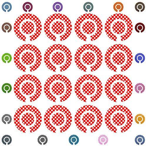 Acclaim Lawn Bowls Identification Stickers Markers Standard 5.5 cm Diameter 4 Full Sets of 4 Self Adhesive Small Check Two Colour (Red/White)