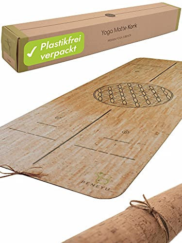 beneyu ® Langlebige & rutschfeste Premium Kork Yogamatte aus Portugal (EU) - Schadstofffreie Yogamatte für Anspruchsvolle und Profis