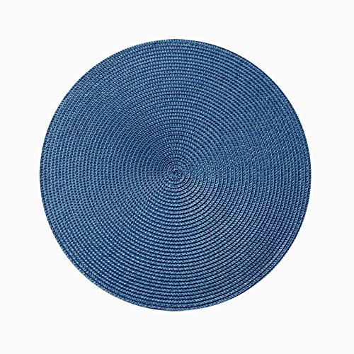 Huayuehong Tovaglietta Rotondo Tappetino Tondo con Isolamento Termico Tappetino da Tavolo in Pp Stile Giapponese Set da 4 Pezzi-Temperamento Blu (38 Cm)