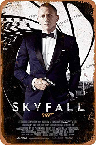 Cimily Skyfall Daniel Craig James Bond Movie Vintage Blechschild Eisenmalerei Retro Metallschild Plakette Kunst Wanddekoration für Bar Cafe Office Hotel Outdoor 8 × 12 Zoll