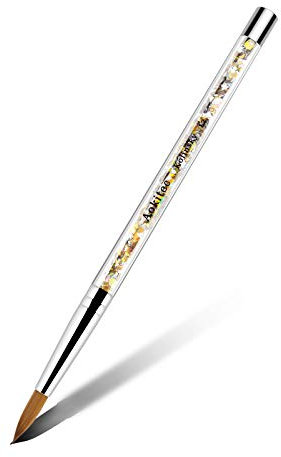 Aokitec Kolinsky Acrylic Nail Brush #12 Sable Acrylic Brush Wood Nail Art Brush for Acrylic Application Polygel Brush Nail Art Manicure Tool