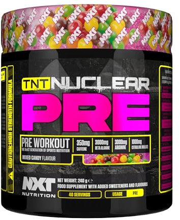 NXT Nutrition TNT Nuclear Pre Workout – Pre Work Out Energy Drink| L-Citrulline, Beta Alanine, Caffeine for Pump, Endurance & Focus - 40 Servings Mixed Candy, Vegan (Mixed Candy)…