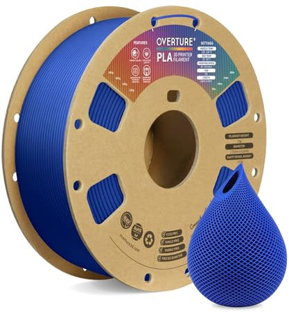 OVERTURE Filament PLA 1.75mm Aufgerüstet, 3D Drucker PLA Filament 1kg Spule (2.2 LBS), Maßgenauigkeit +/- 0.02mm (Blau)