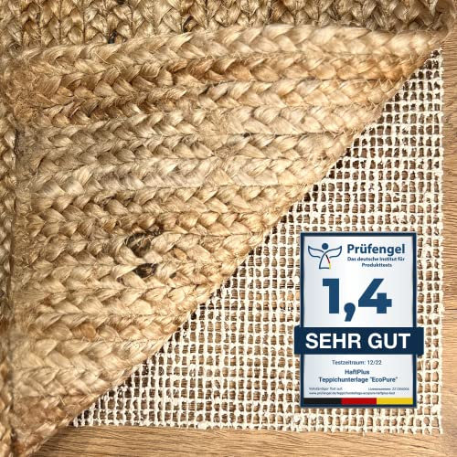 HaftPlus - Teppich Antirutschunterlage Naturfaser, 100% ökologische Jute Antirutschmatte aus nachwachsenden Rohstoffen, rutschfeste Teppichunterlage, Größe 60 x 120 cm