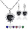 Crystalina Schmuckset aus 925er Silber für Damen, Halskette und Ohrringe mit Zirkonia, Geschenk für Damen (Schwarze Herzen)