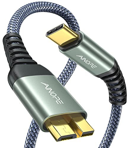 AINOPE 10 Gbit/s Micro B auf USB C Festplattenkabel, 0,5 m, [Nylon geflochten] USB C auf externes Festplattenkabel für Seagate WD Westgate, MacBook Air M2 Pro