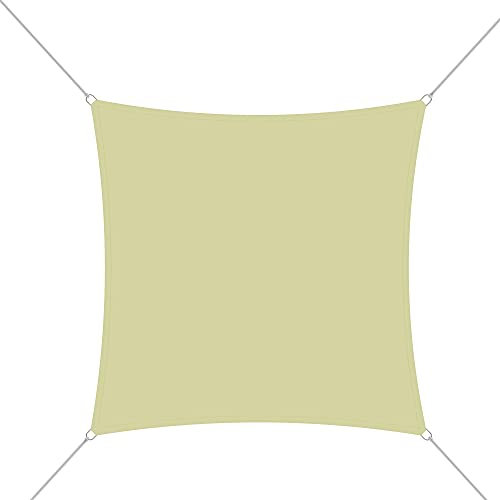 Vela Ombreggiante Quadrata Parasole Tenda Da Sole 180 gr/m² Traspirante Anti UV Impermeabile Resistente Esterno Giardino Piscina Terrazzo Funi Ancoraggio Occhielli In Acciaio (3.6 x 3.6 m, Sabbia)