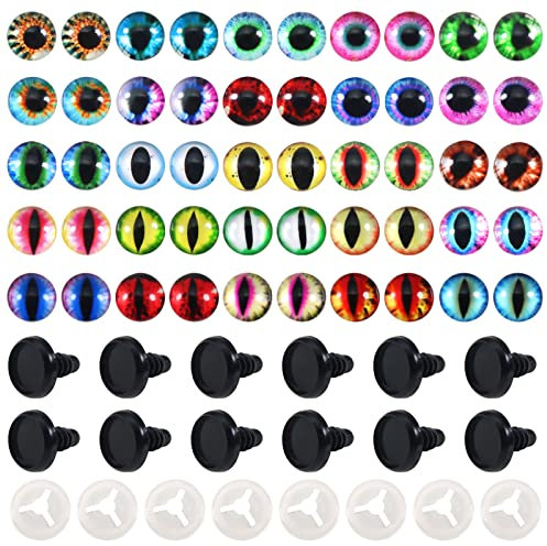 TOAOB 25 Paar Puppenaugen Sicherheitsaugen Bunt Set 12mm Kunststoff Bastel Augen mit Unterlegscheiben für Puppe Marionette