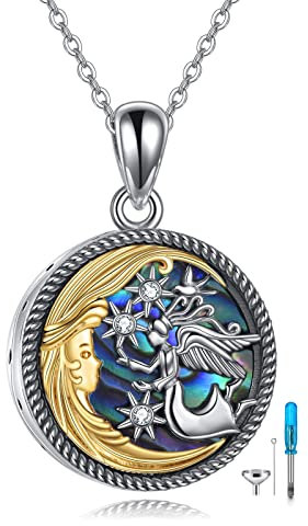 URONE - Collar de urna para cenizas de plata de ley 925, colibrí, gato, perro, mariposa, árbol de la vida, cremación, recuerdo joyas para mujer, Plata esterlina