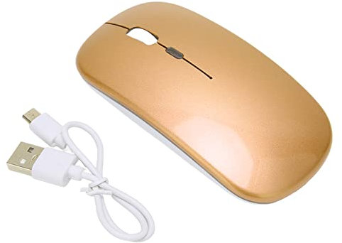 Souris sans Fil Ultra Fine 2,4 G, Souris de Jeu Rétroéclairée Couleur 1600 DPI avec Récepteur 2,4 G pour Ordinateur Portable, Souris Rechargeable Muette pour la Maison, Le Bureau, Les Voyages.(Or)