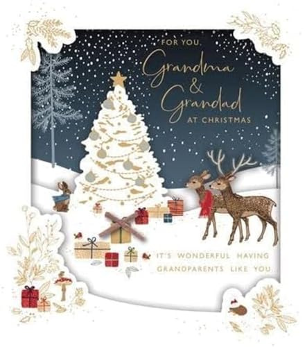 Grandma & Grandad Embellished & Foiled Christmas Card Xmas Greeting Cards