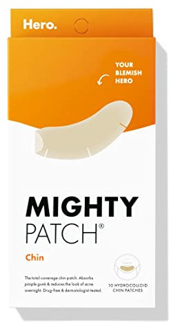 Hero Cosmetics Mighty Patch™ Lot de 10 patchs de menton hydrocolloïde profilés XL pour les imperfections et les boutons – Non irritant