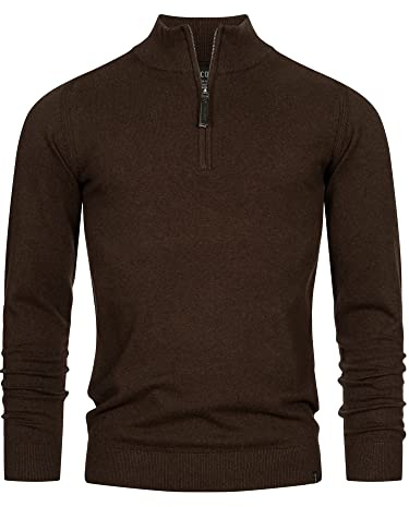 Indicode Herren Gore Strickpullover aus 80% Baumwolle mit Stehkragen | Klassischer Herrenpullover für Business und Freizeit, Strickpulli, Troyer, Freizeitpullover, Basic Pullover für Männer