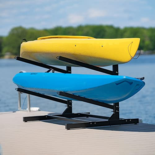Teal Triangle Freestanding Kayak Storage Rack – 2 Kayak Rack & Canoe Rack – Indoor Outdoor Kayak – Adjustable Surfboard & Stand Up Paddle Board Holder – Adjustable Storage Stand - Black