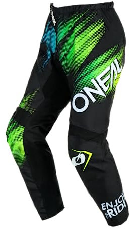 O'NEAL | Motocross-Jersey Langarm | MX Enduro | Gepolsterter Ellbogenschutz, V-Ausschnitt, atmungsaktiv | Element Jersey Voltage V.24 | Erwachsene | Schwarz Grün | Größe XL