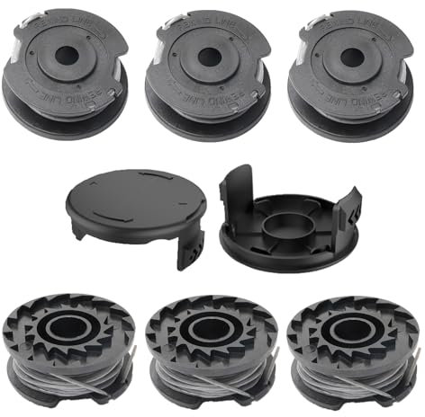 Fonirntu Ersatz-Fadenspulen kompatibel mit Bosch Rasentrimmer Akku EasyGrassCut 23/26/18/18-230/18-260/18-26, 6x Fadenspulen F016800569 2x Trimmerkappen F016F04557 (Trimmerfaden Ø1.65mm Länge 4.9m)