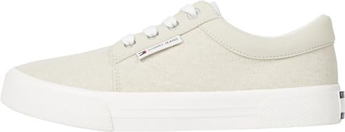 Tommy Jeans Damen Derby Sneaker Skate Schuhe, Elfenbein (Newsprint), 39