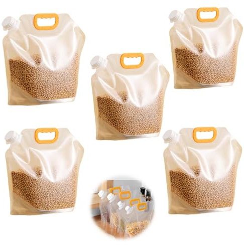 5 sacchetti per alimenti, sacchetti sigillati a prova di umidità per cereali, grandi sacchetti riutilizzabili sigillati con manico e tappo, senza BPA