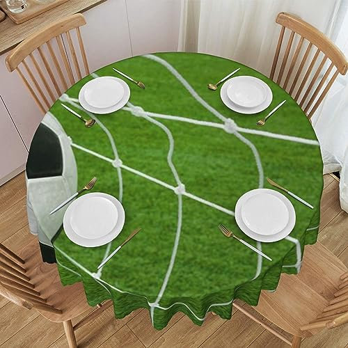 JCAKES Grünes Gras-Fußball-Tischdecke, rund, 152 cm, festliche Tischdekoration, verleiht Ihrem Tisch eine warme und romantische Urlaubsstimmung.