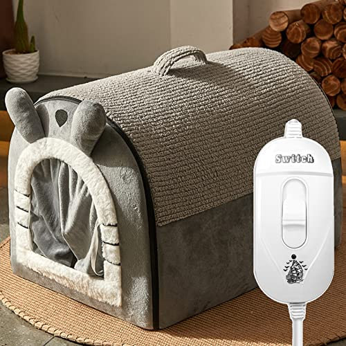 Cuccia per Gatti riscaldata Impermeabile Invernale, Cuscinetto Riscaldante per Animali Domestici per Interni Resistente alla Masticazione, Kit Parto Cuccia per Animali Autoriscalda