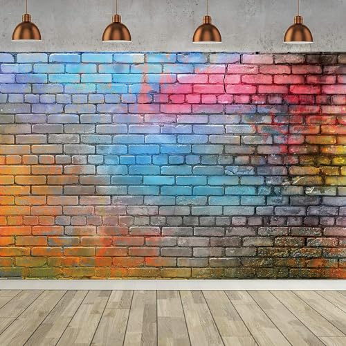 3x2m Foto Hintergrund Backsteinmauer Bunte Backstein Fotografie Hintergrund Baby Shower Geburtstag Party Hochzeit Graduierung Home Dekorationen Banner Fotowand Fotobox Fotostudio Requisiten