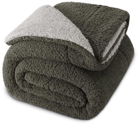 Exclusivo Mezcla Reversible Double Size Sherpa Fleece Blanket, Thick and Warm Blankets for Winter, Soft Plush Fluffy for Bed, 150x200 CM, Dark Grey/Light Grey