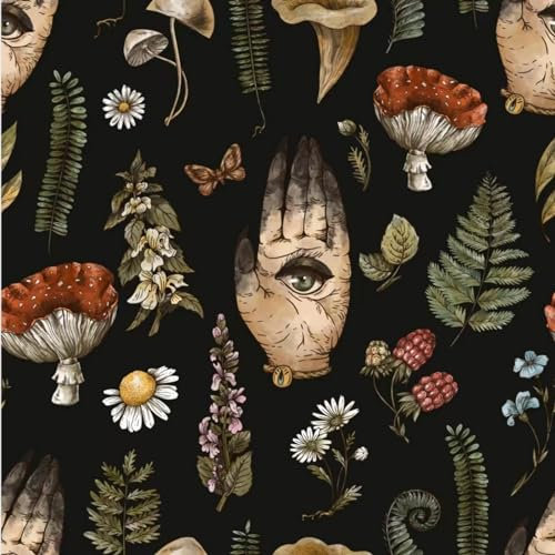 Alzkkll Papier Peint Autocollant Épaissir,300 * 44.5cm Papier Peint Des Yeux de la Main Noire Papier Peint Imperméable Fleurs Feuilles pour Salon Chambre à Coucher