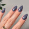 Angwis Lot de 24 faux ongles courts en forme d'amande, bleu marine, couleur unie, à coller sur les ongles, en acrylique, couverture complète, accessoires de nail art pour femmes et filles