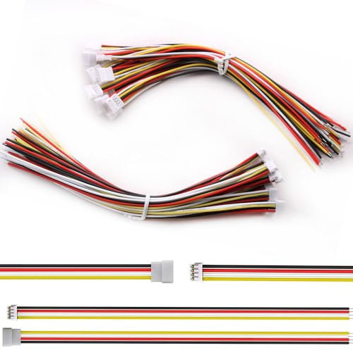 VISSQH 30Pcs(15 Paires) JST1,5 ZH 4 Pin Connecteur Mâle et Femelle,JST Connecteur avec Câble Électrique 150mm 28AWG,Micro JST Connecteur Plug Prise